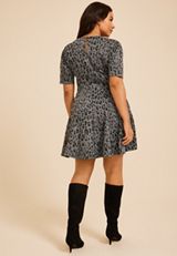 Plus Size Pleated Animal Ponte Dress, C5296, small