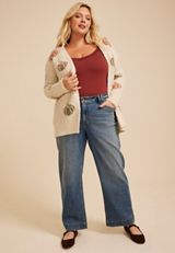 Plus Size Metallic Pumpkin Open Front Cardigan, C5883, small