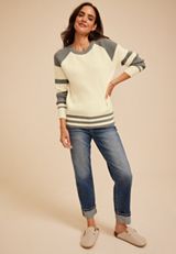 Colorbolck Waffle Stitch Sweater, C1942, small