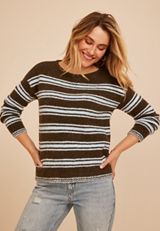 Variegated Stripe Boat Neck Sweater, C4479, small