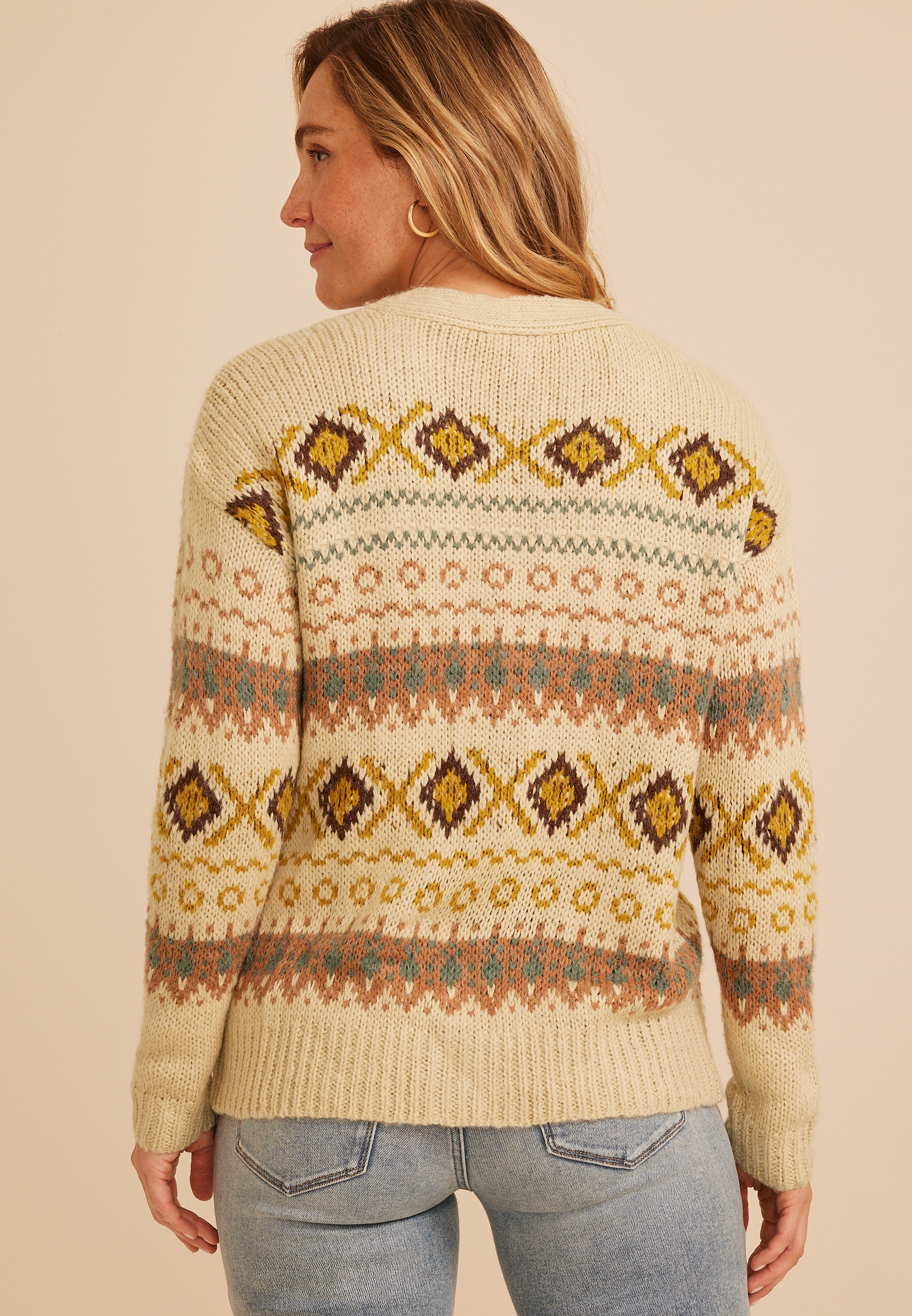 Southwest Fair Isle Toggle Cardigan, C5883, large