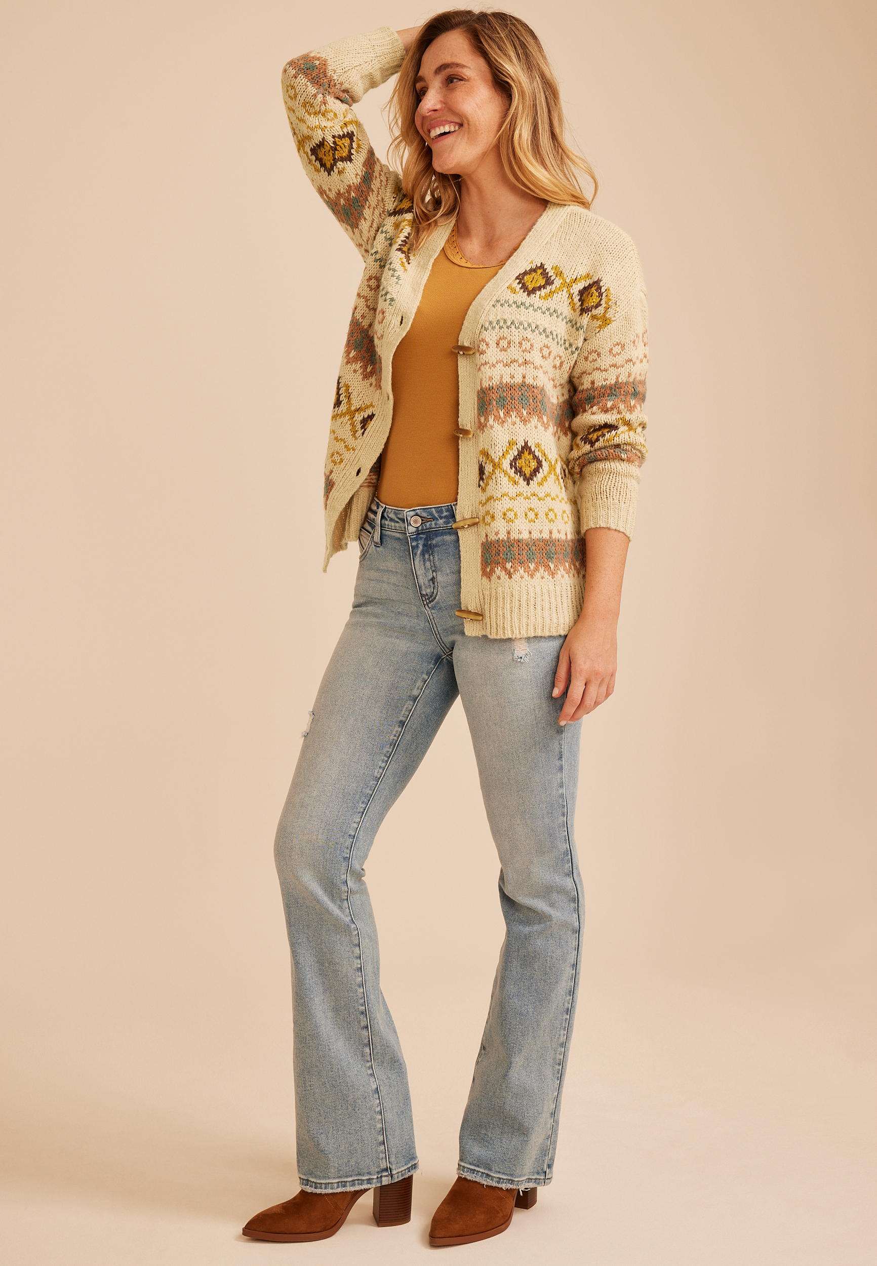 Southwest Fair Isle Toggle Cardigan, C5883, large