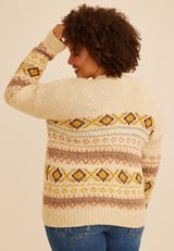 Plus Size Southwest Fair Isle Toggle Cardigan, C5883, small