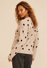 Neutral Dot Crew Neck Sweater, C4813, small