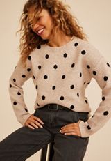 Neutral Dot Crew Neck Sweater, C4813, small