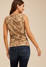 Leopard Cinch Front Notch Neck Tank Top, C1524, small
