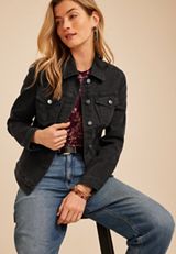 Black Denim Jacket, C106, small