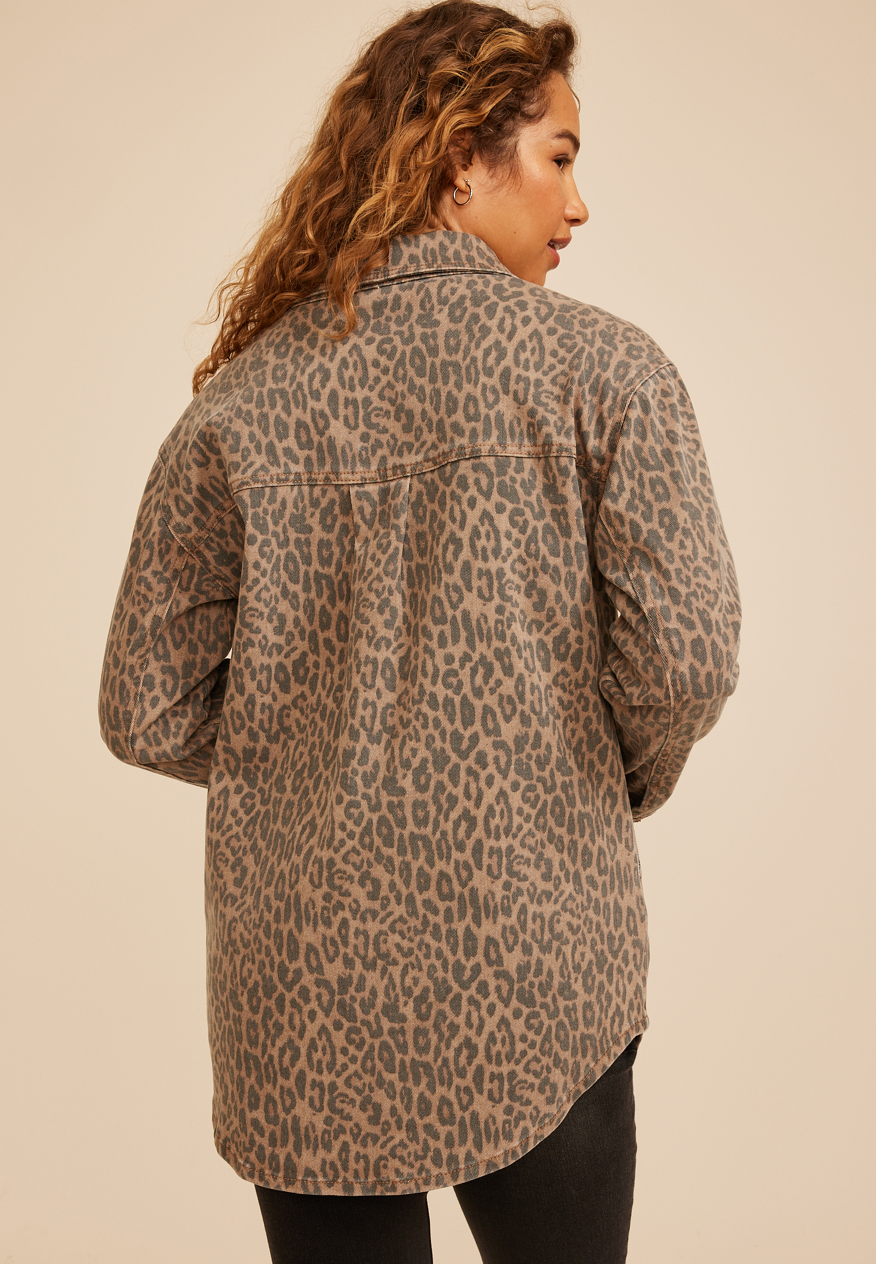 Leopard Denim Shacket, C3681, large
