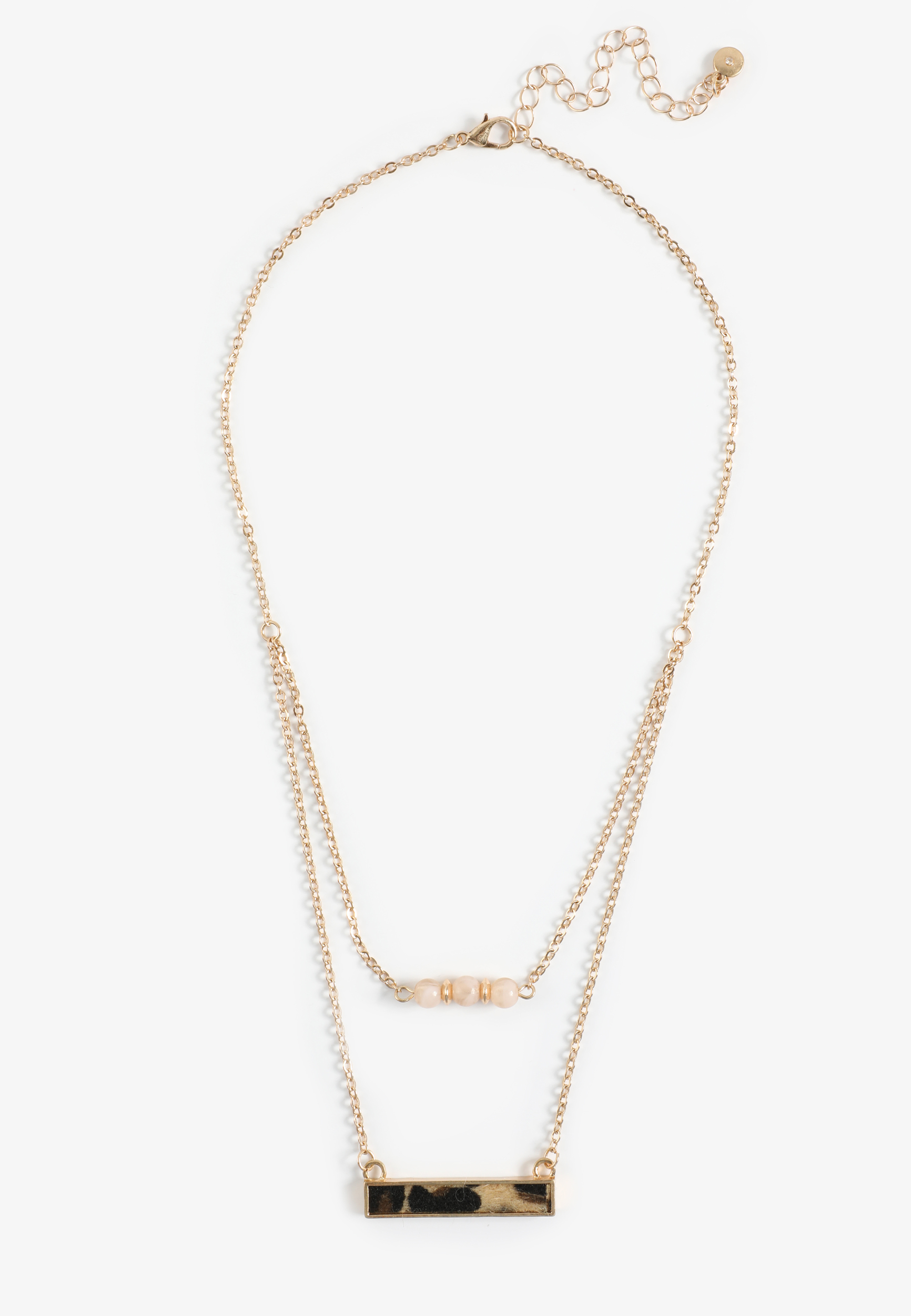 Reversible Animal Print Bar Layered Necklace, C605, large