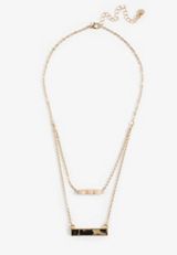 Reversible Animal Print Bar Layered Necklace, C605, small