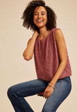 Floral Flocked Lace Bubble Hem Top, C595, small