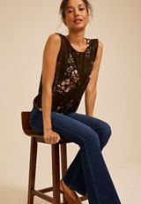 Floral Mesh Bubble Hem Tank Top, C1635, small