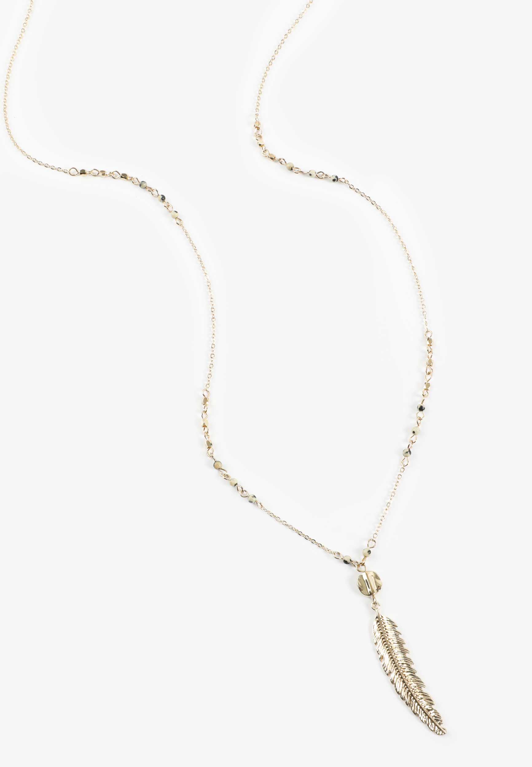 Gold Feather Pendant Necklace