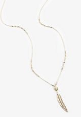 Gold Feather Pendant Necklace, C605, small
