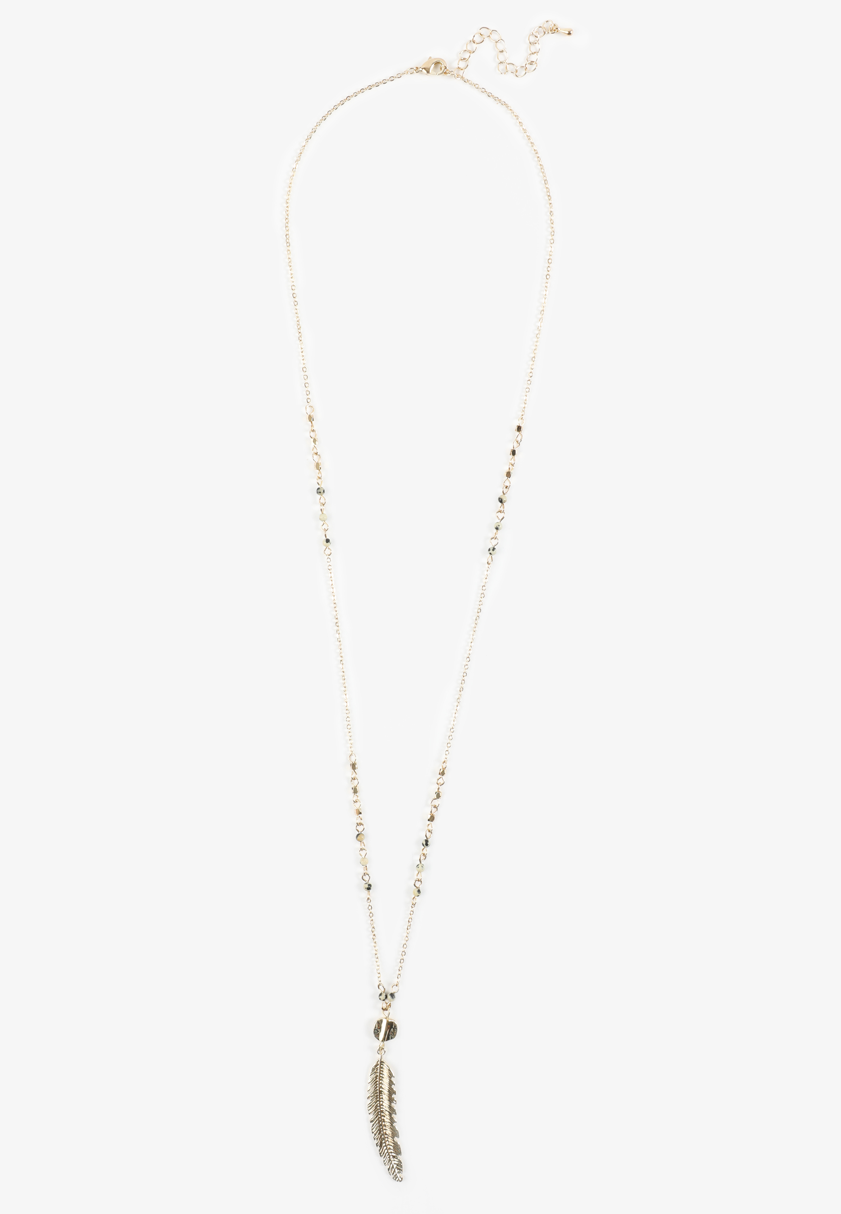 Gold Feather Pendant Necklace, C605, large