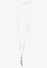 Gold Feather Pendant Necklace, C605, small