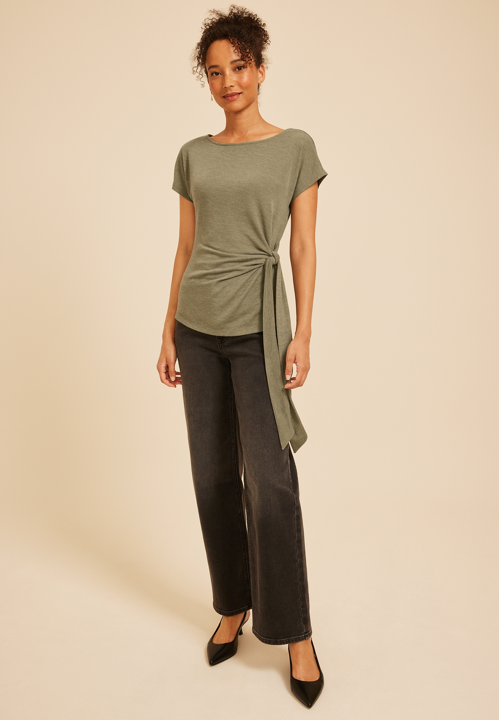 Boat Neck Side Tie Tee