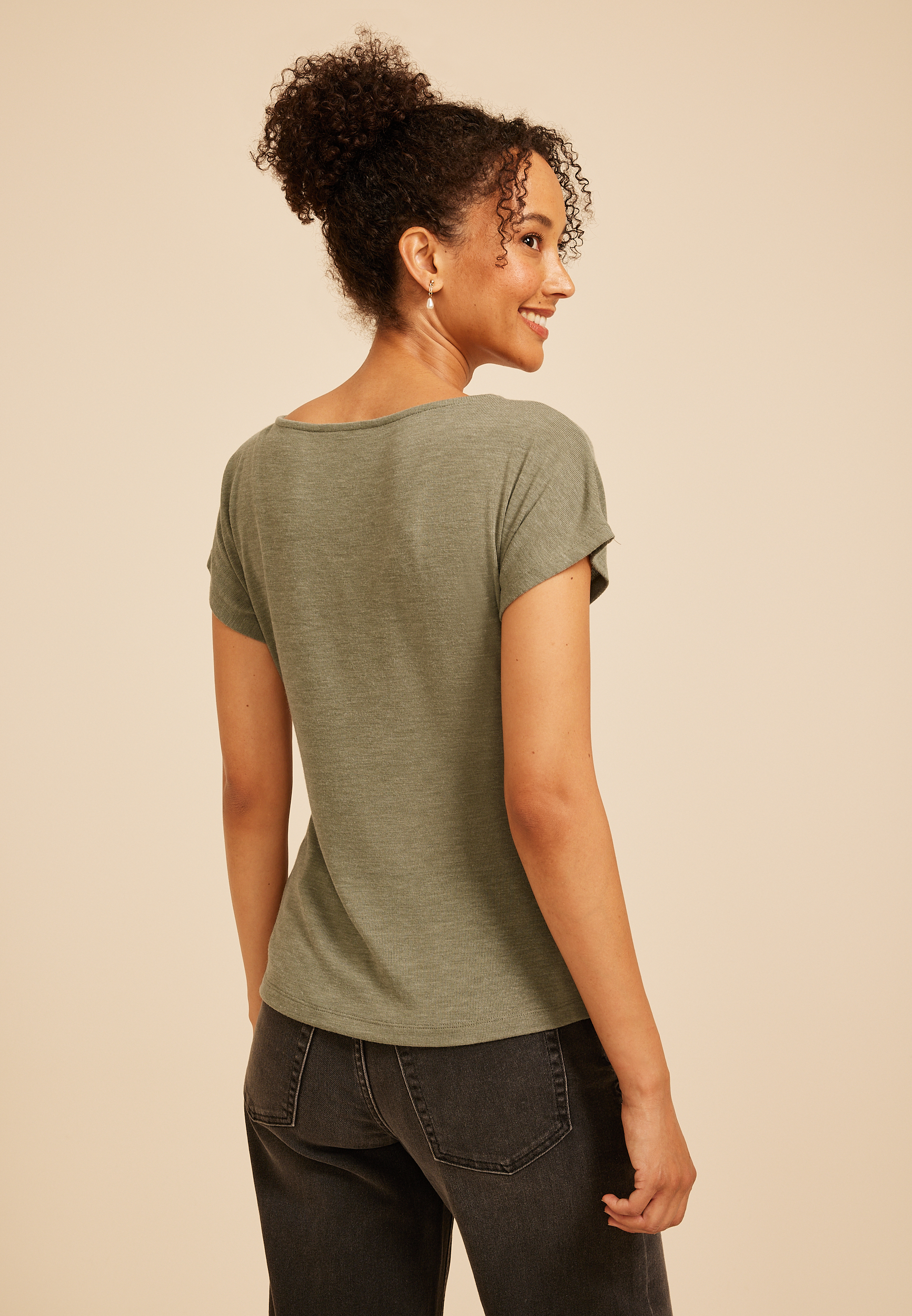 Boat Neck Side Tie Tee, C3142, large