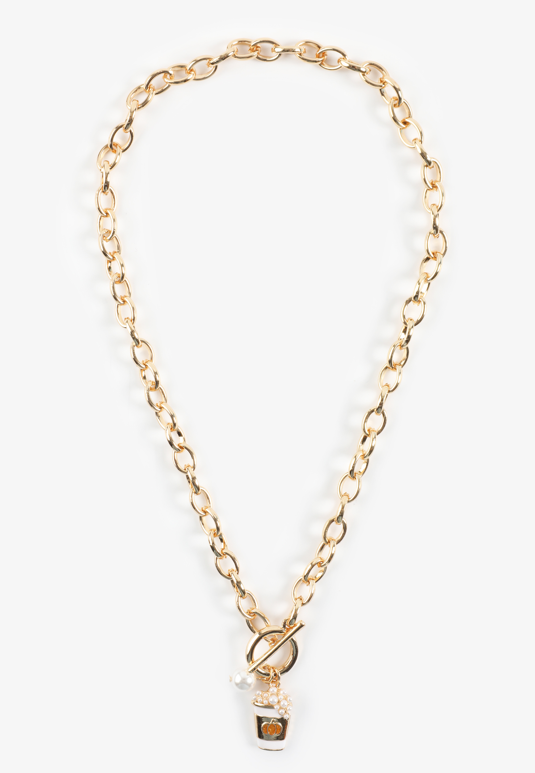 Pumpkin Latte Charm Toggle Necklace, C605, large