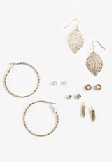 Gold Mixed Earring Set, C605, small