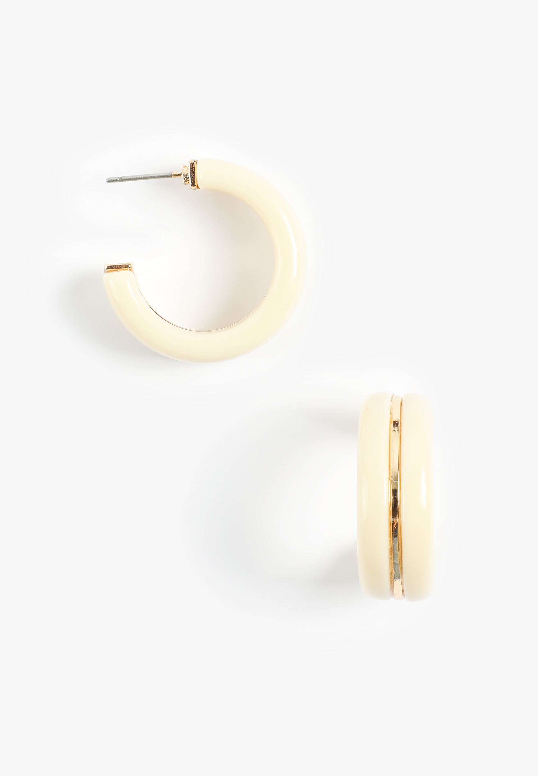 Gold And Ivory Resin Hoop Earrings