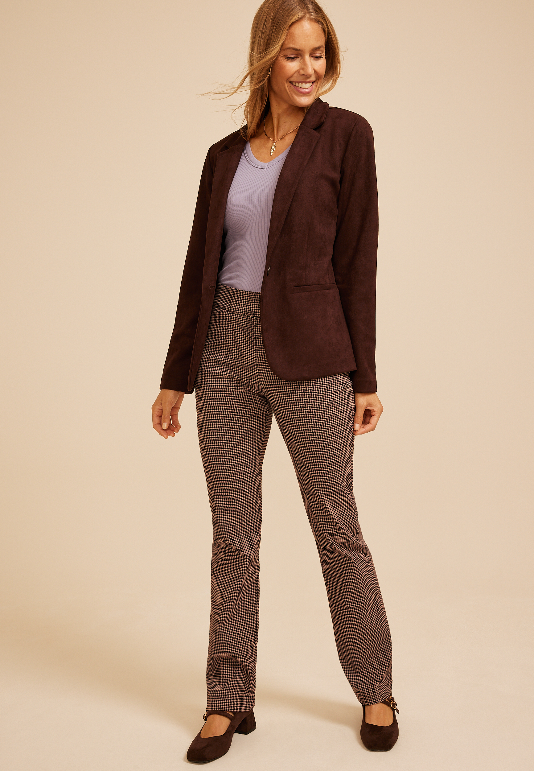 Houndstooth High Rise Bengaline Bootcut Pant