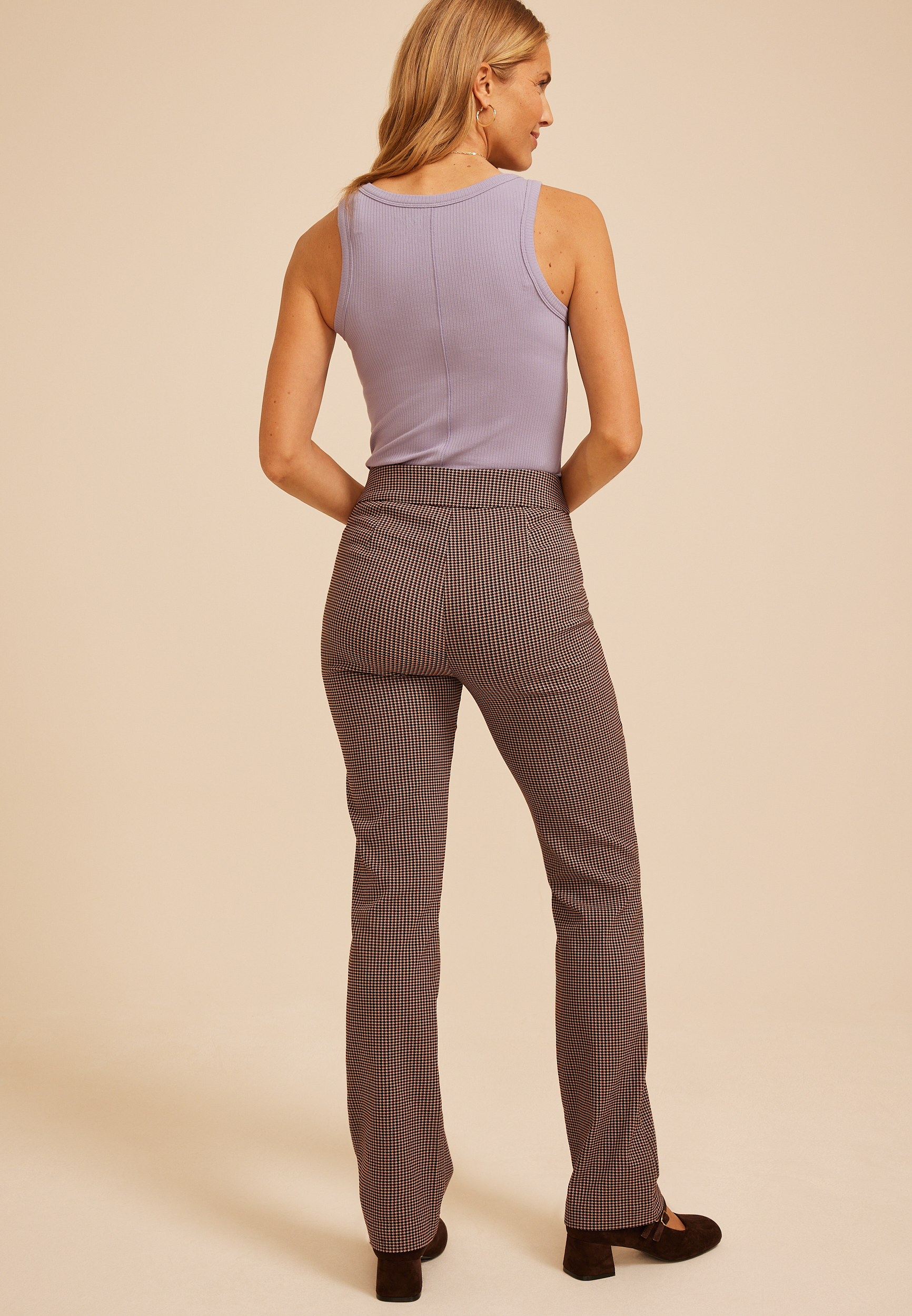 Houndstooth High Rise Bengaline Bootcut Pant, C9504, large