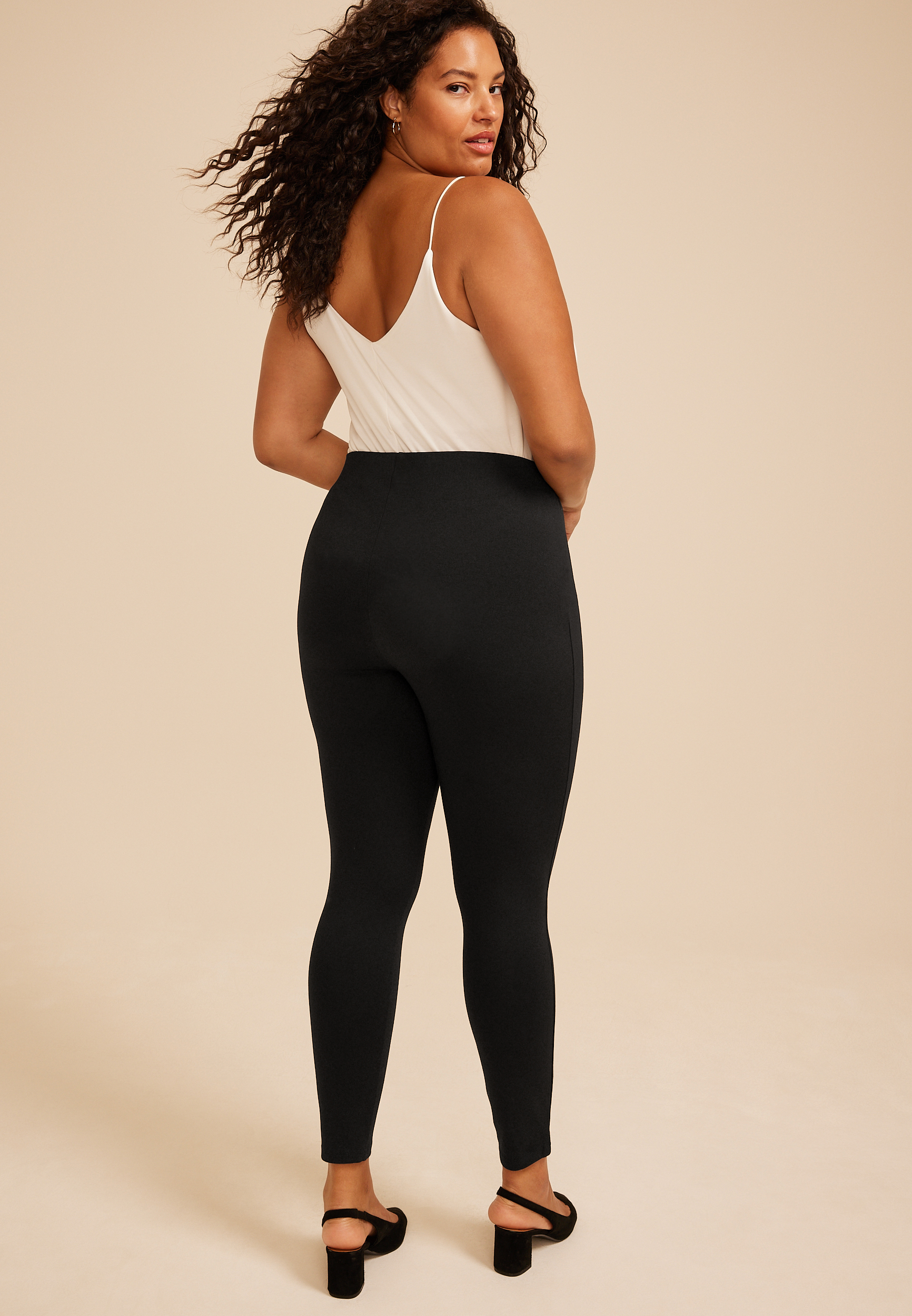 Plus Size High Rise Pull On Ponte Skinny Pant, C106, large