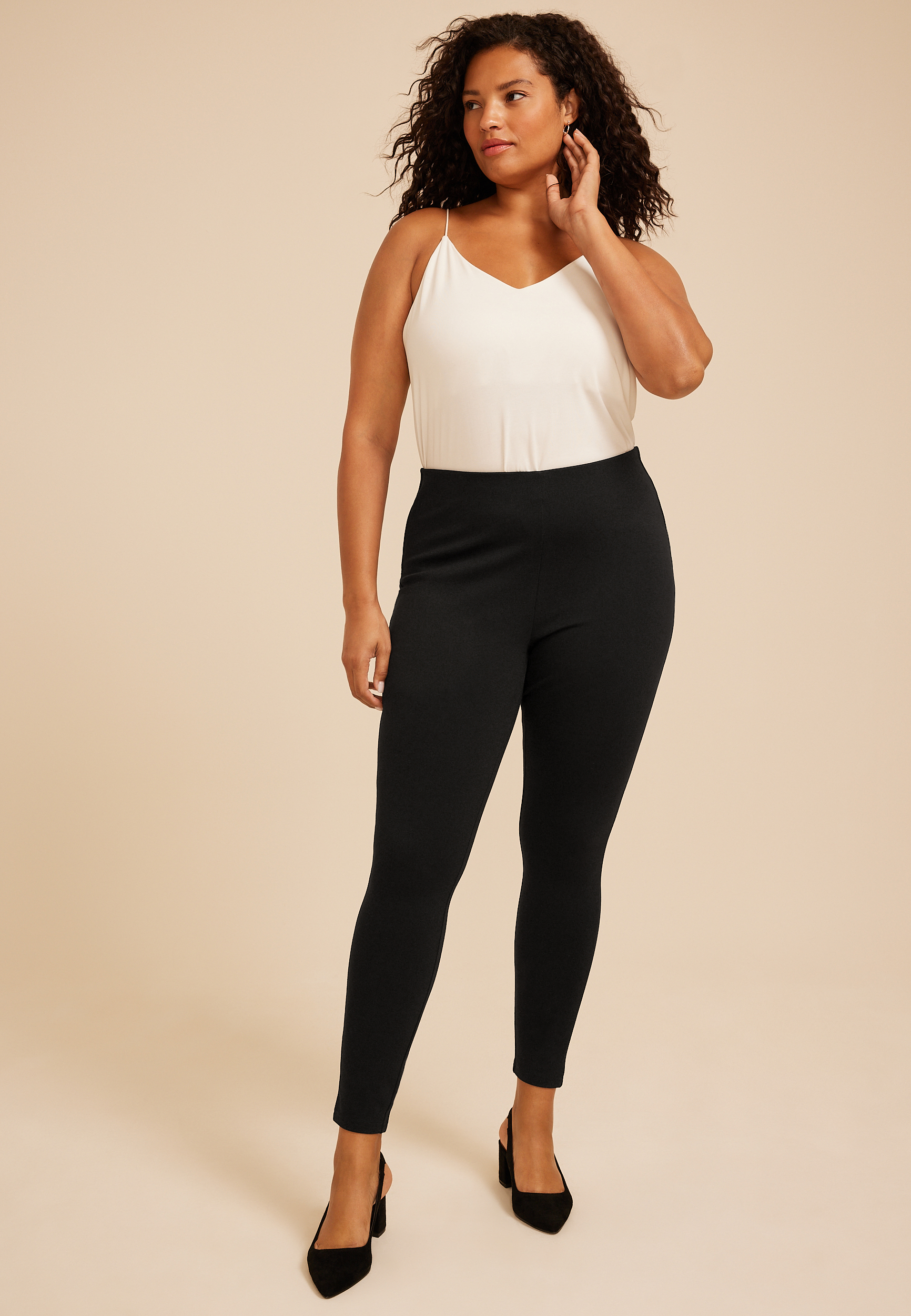 Plus Size High Rise Pull On Ponte Skinny Pant, C106, large