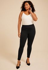 Plus Size High Rise Pull On Ponte Skinny Pant, C106, small