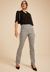 Plaid High Rise Tab Pocket Bengaline Bootcut Pant, C9017, small