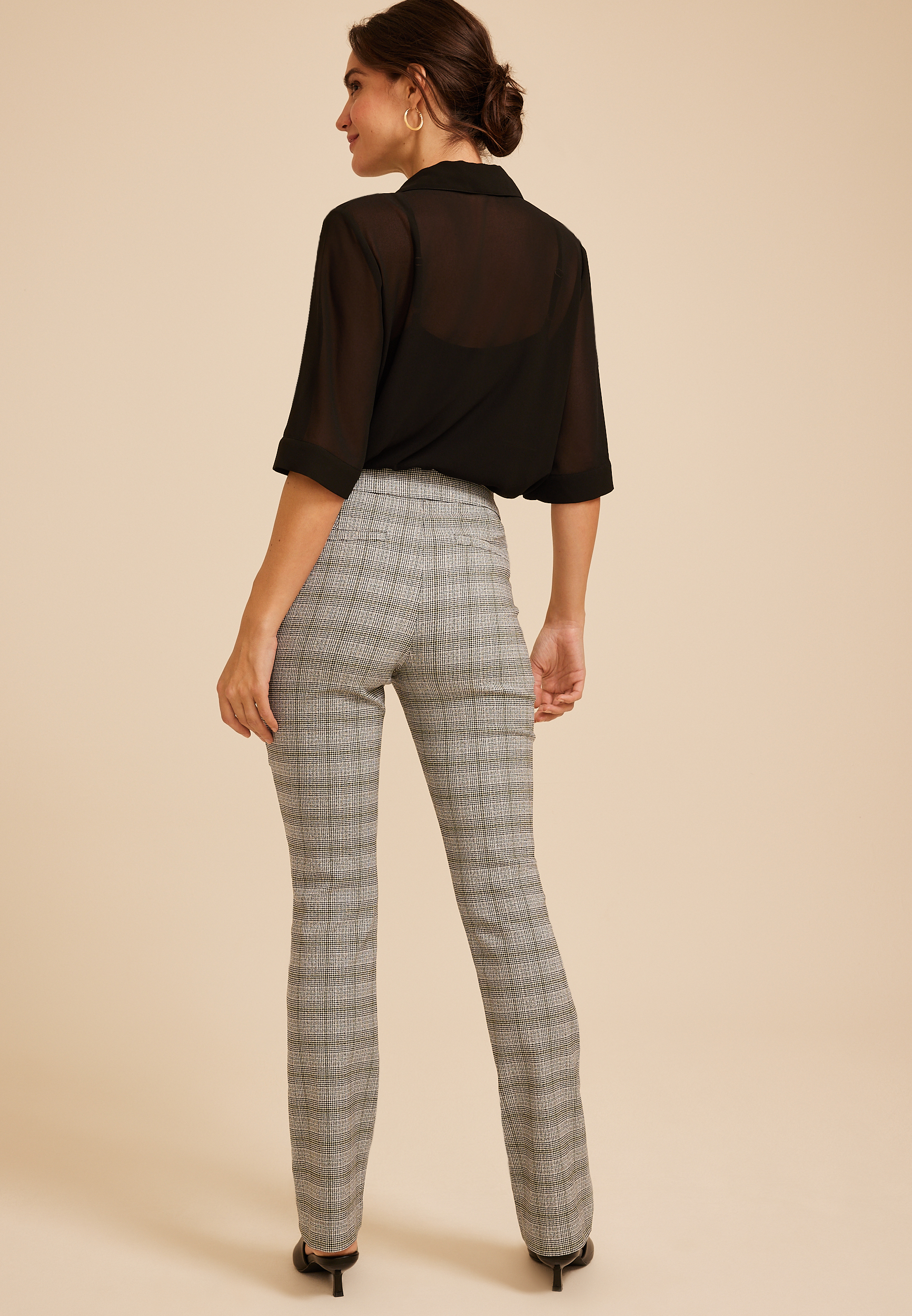 Plaid High Rise Tab Pocket Bengaline Bootcut Pant, C9017, large