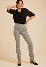 Plaid High Rise Tab Pocket Bengaline Bootcut Pant, C9017, small