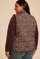 Plus Size Lightweight Printed Quilted Vest, C1635, small