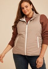 Plus Size Lightweight Printed Quilted Vest, C30, small