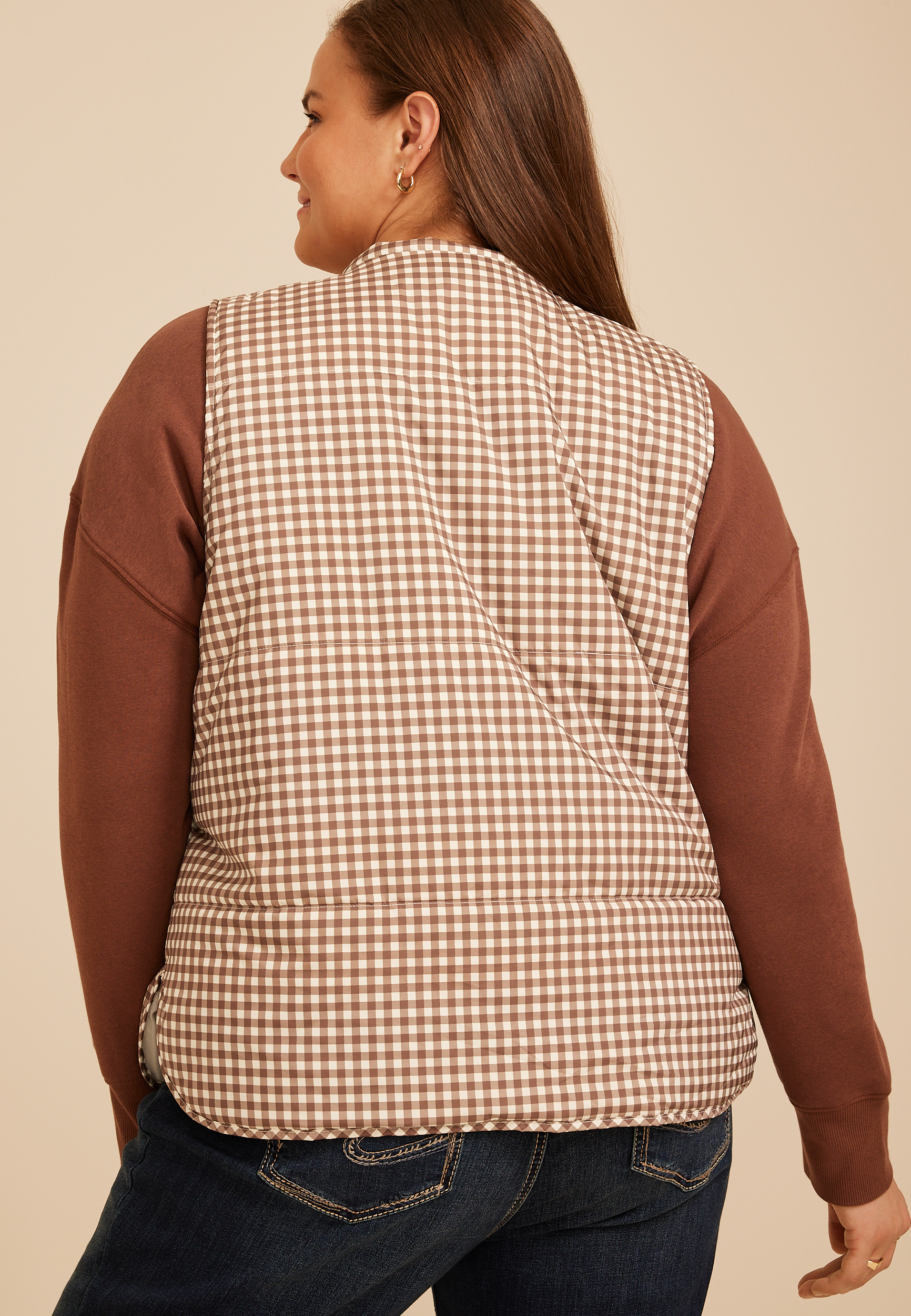 Plus Size Lightweight Printed Quilted Vest, C30, large