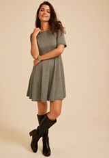 Pleated Houndstooth Ponte Dress, C1756, small