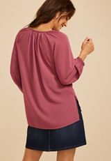 V Neck Long Sleeve Blouse, C3744, small