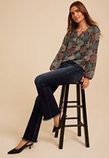 Floral Chiffon Henley Blouse, C1756, small