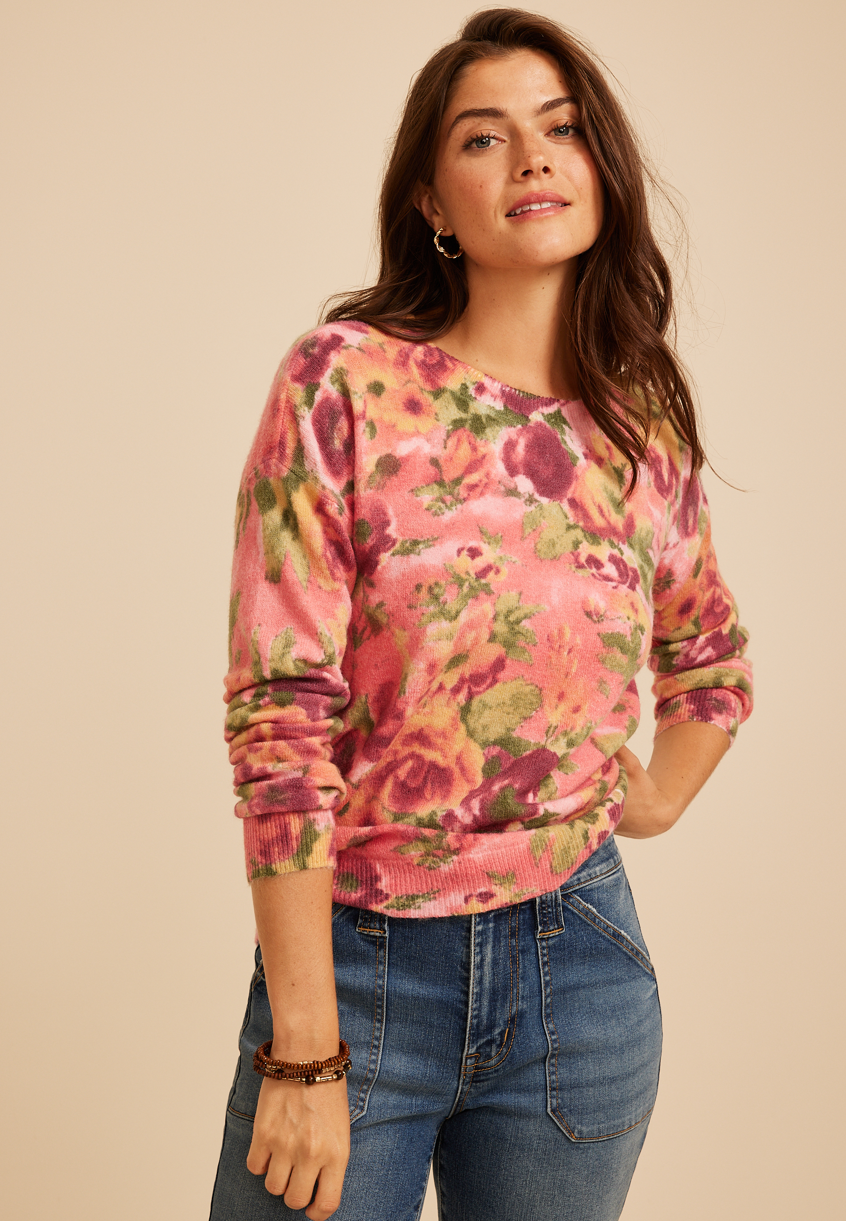 Floral Crew Neck Sweater