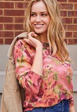 Floral Crew Neck Sweater, C5796, small