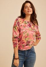 Floral Crew Neck Sweater, C5796, small