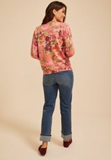 Floral Crew Neck Sweater, C5796, small