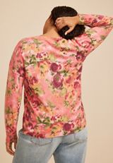 Plus Size Floral Crew Neck Sweater, C5796, small