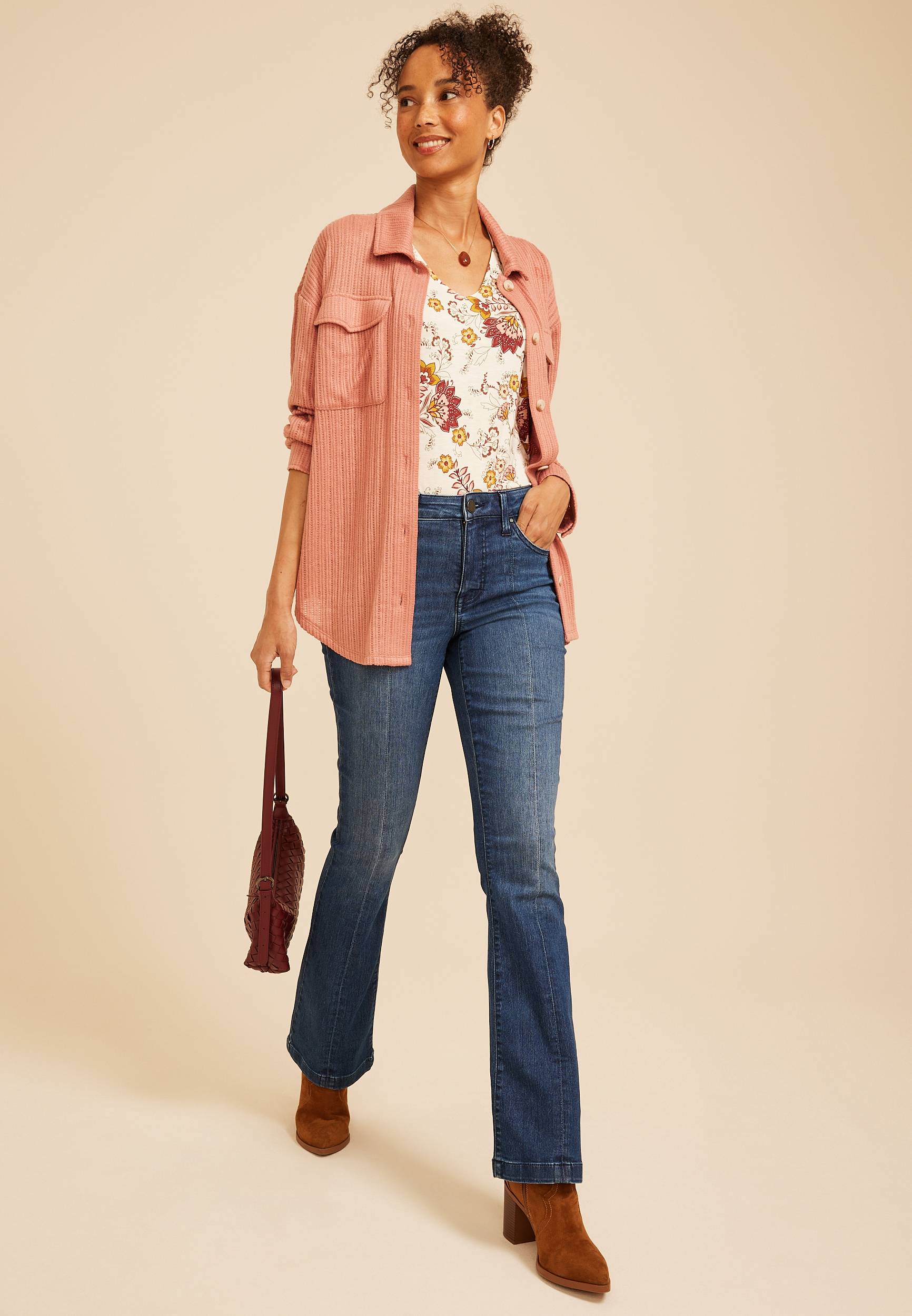 Everflex™ High Rise Seam Front Flare Jean, C258, large