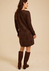 Medallion Sweater Dress, COFFEE BEAN, small