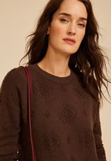 Medallion Sweater Dress, COFFEE BEAN, small