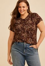 Plus Size 24/7 Kennedy Floral Crew Neck Tee, C1635, small