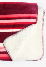 Living Beyond Breast Cancer Pink Stripe Sherpa Throw Blanket, C2307, small