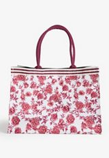 Living Beyond Breast Cancer Pink Floral Carryall Tote, C2380, small
